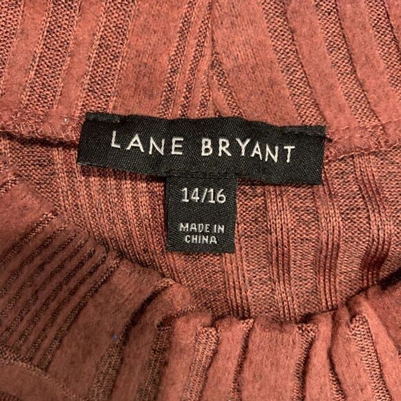 Lane Bryant 14/16 mauve dusty rose mock chevron brushed texture long sleeve top - Picture 7 of 9